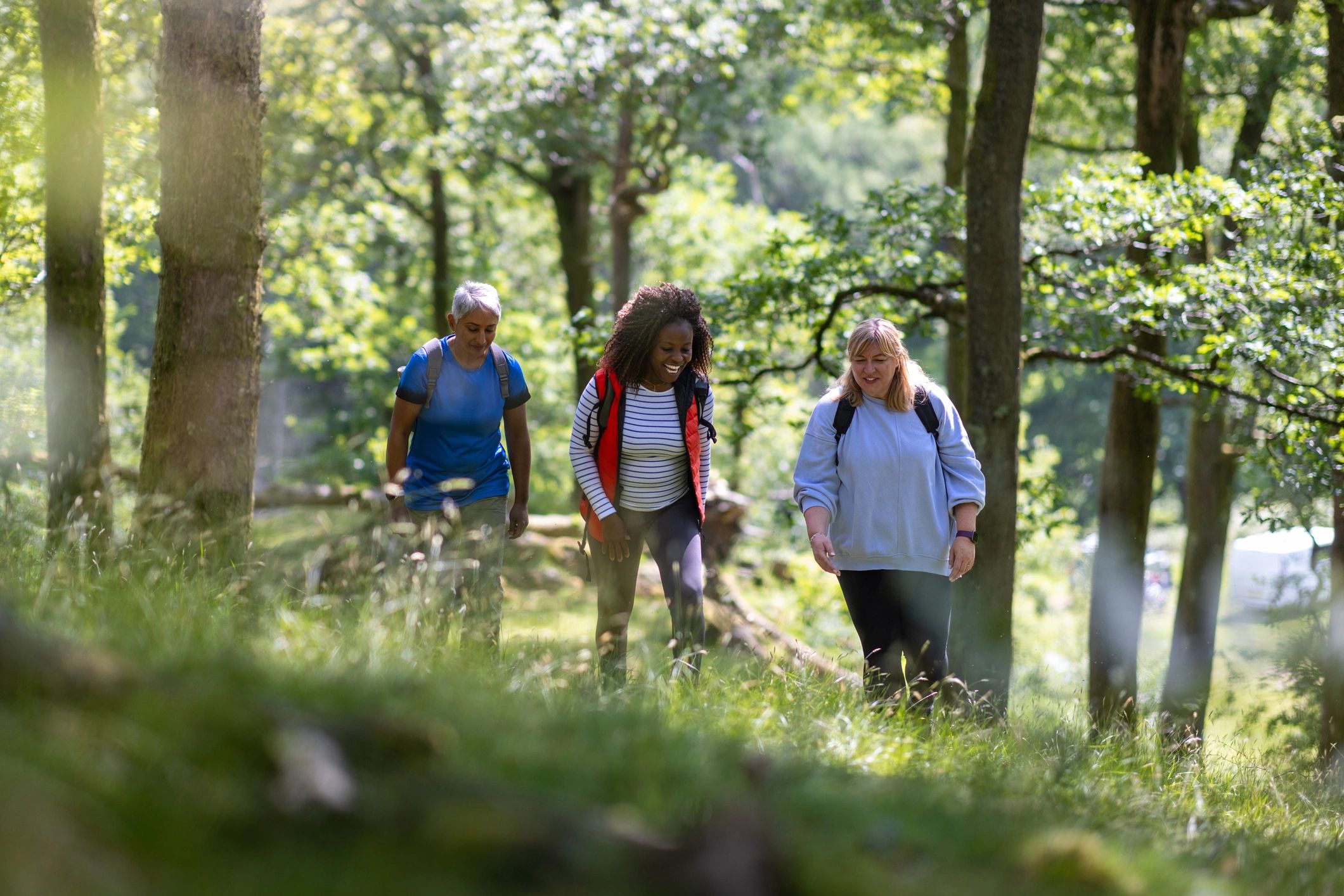 Friends Enjoying Catching Up While Hiking
